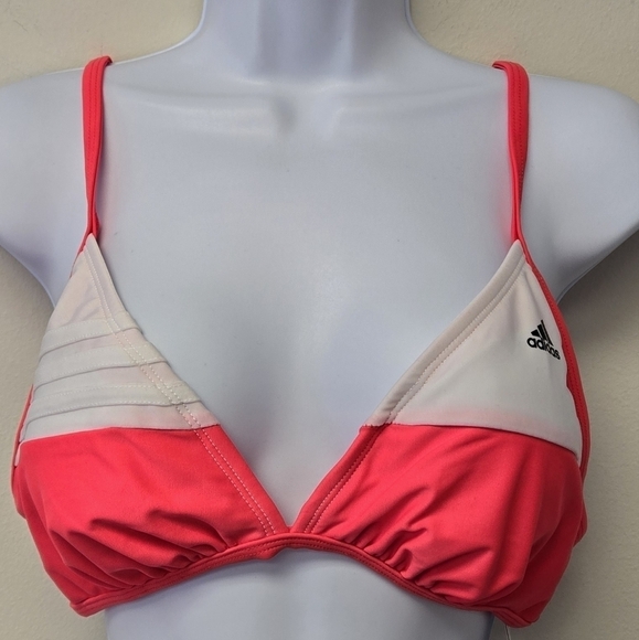 Adidas Cross Back bikini top Neon Red and White 12 - Picture 4 of 12